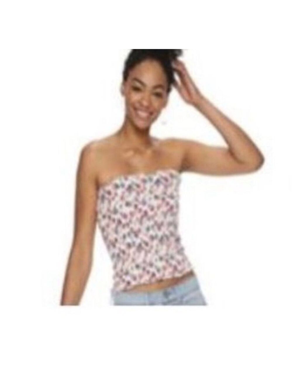 SO Smocked tube top Woman’s Juniors XXL multi colored floral pattern - Picture 5 of 13